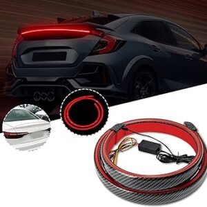 SORAX LED Car Tail Brake Light/Turn Signal Indicator/DRL Universal All Type Sedan Trunk Light Multicolor Changing (Carbon Fiber) Length 46"inch